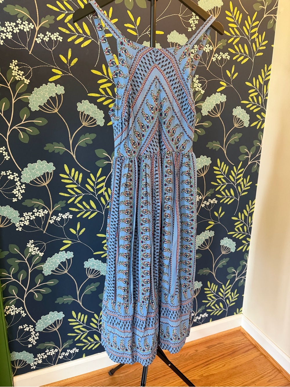 Everly Blue Patterned Midi Dress